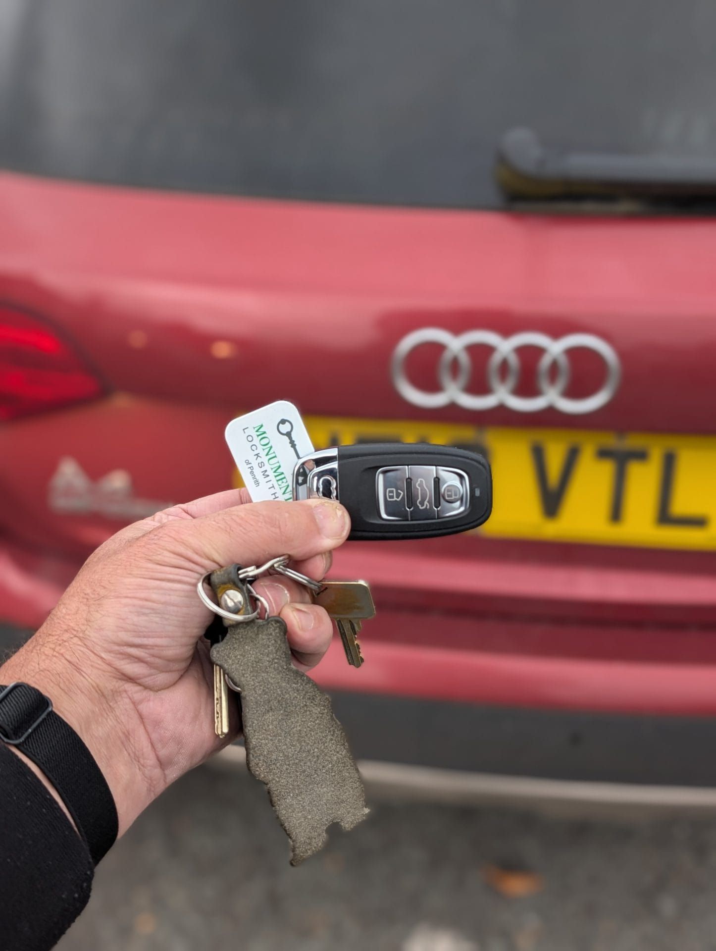 New Audi car key cut and programmed by Monument Locksmiths Cumbria
